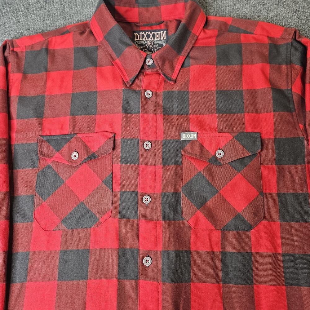 Dixxon Mens Flannel Shirt 'Fifty Fifty ' Red Plaid Pearlsnap Size 3XL Longsleeve